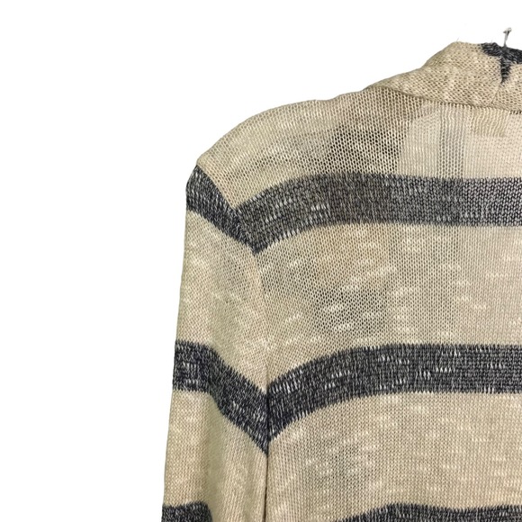 Three Dots Women's Cardigan Sweater Beige Gray Striped Long Sleeve Open Front XS - Picture 5 of 9